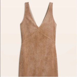 Aritzia | Wilfred Free Jones Tan Faux Suede Dress | Size 4 | V-Neck Dress